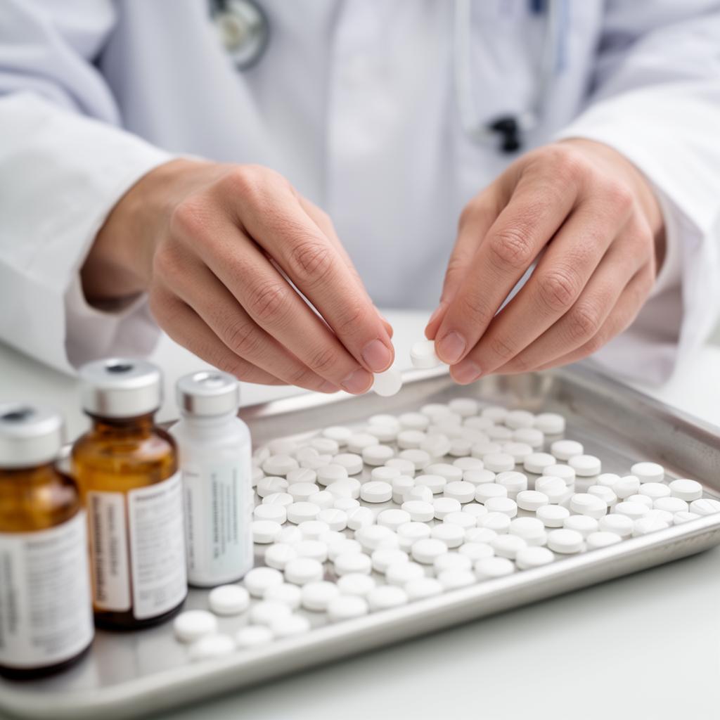 Pharmacist counting medication